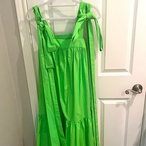 Lime green tie strap maxi dresss